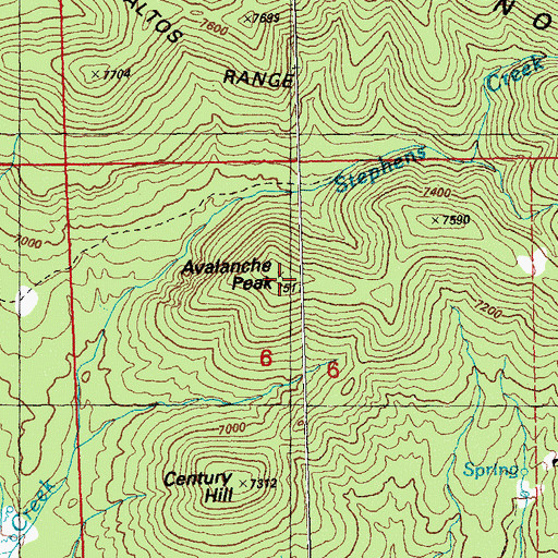 Topographic Map of Avalanche Peak, NM