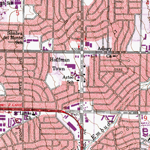 Topographic Map of Aztec School, NM