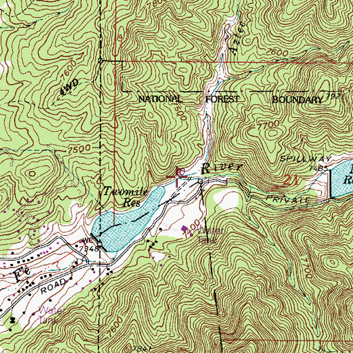 Topographic Map of Aztec Springs Creek, NM