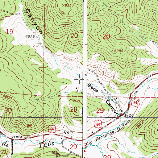 Topographic Map of Baca Canyon, NM