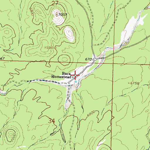 Topographic Map of Baca Homestead, NM