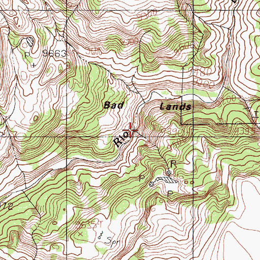 Topographic Map of Bad Lands, NM