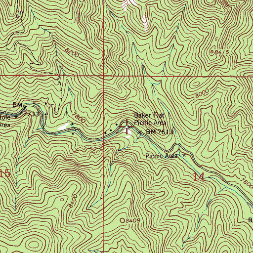 Topographic Map of Baker Flat Picnic Area, NM