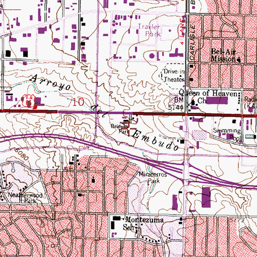 Topographic Map of Balduini Park, NM