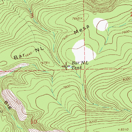 Topographic Map of Bar NL Tank, NM