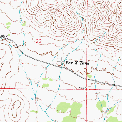 Topographic Map of Bar X Tank, NM