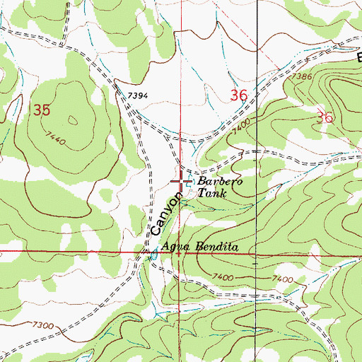 Topographic Map of Barbero Tank, NM