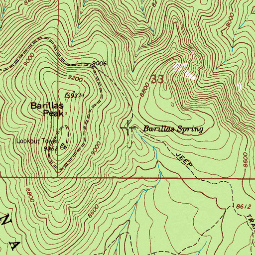 Topographic Map of Barillas Spring, NM