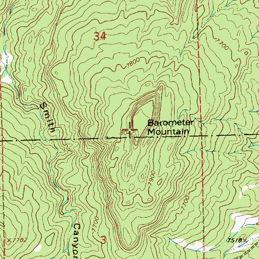 Topographic Map of Barometer Mountain, NM