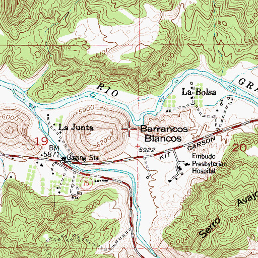 Topographic Map of Barrancos Blancos, NM