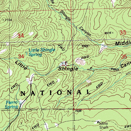 Topographic Map of Barringer Incline Mine, NM