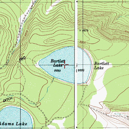 Topographic Map of Bartlett Lake, NM