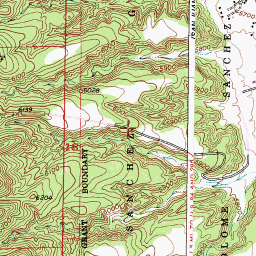 Topographic Map of Bartolome Sanchez Grant, NM
