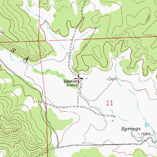 Topographic Map of Bastion Ranch, NM