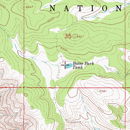 Topographic Map of Bates Park Tank, NM