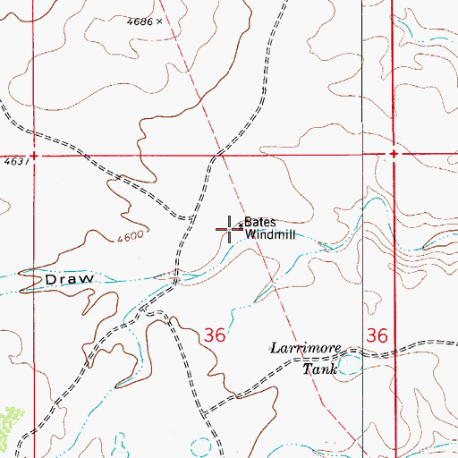 Topographic Map of Bates Windmill, NM