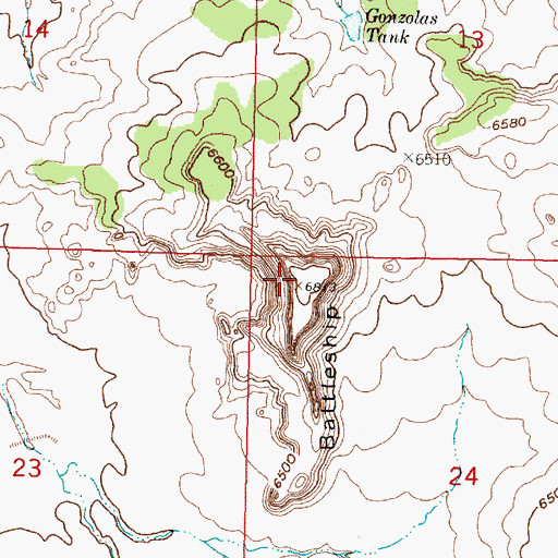 Topographic Map of Battleship, NM