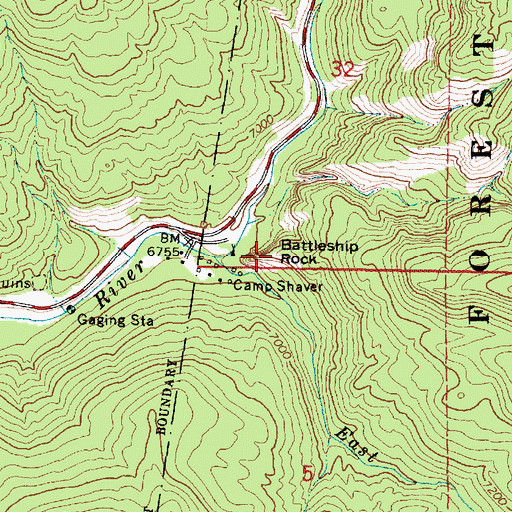 Topographic Map of Battleship Rock, NM