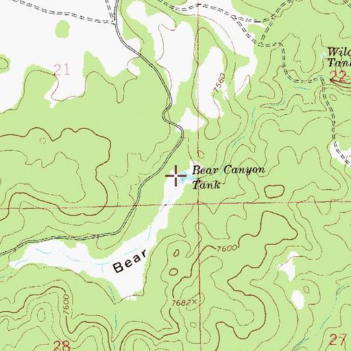 Topographic Map of Bear Canyon Tank, NM