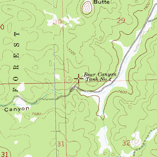 Topographic Map of Bear Canyon Tank Number Two, NM