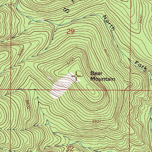 Topographic Map of Bear Mountain, NM