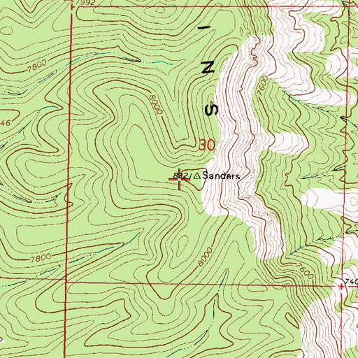 Topographic Map of Bear Mountains, NM