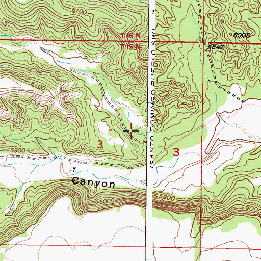 Topographic Map of Bear Springs Canyon, NM