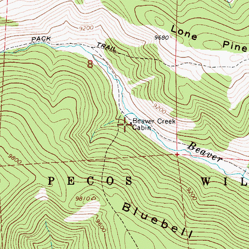 Topographic Map of Beaver Creek Cabin, NM