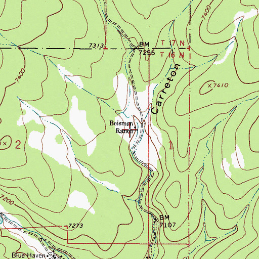 Topographic Map of Beisman Ranch, NM