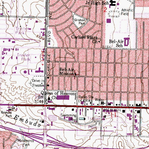 Topographic Map of Bel-Air Mission, NM