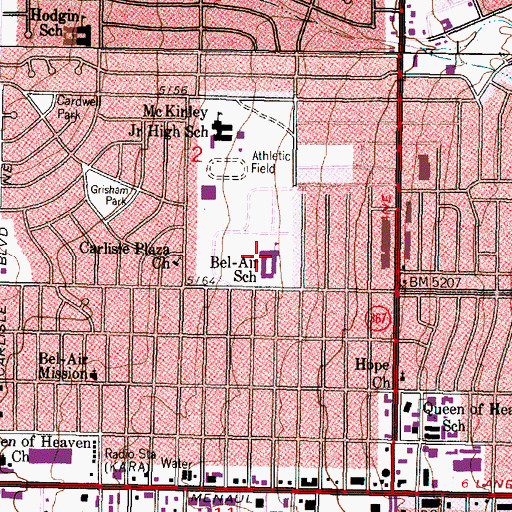 Topographic Map of Bel - Air Elementary School, NM