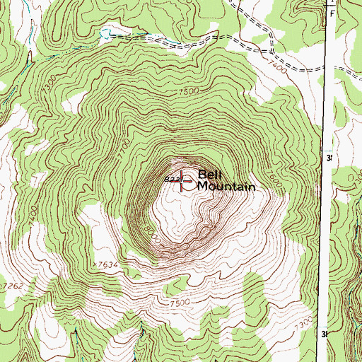 Topographic Map of Bell Mountain, NM