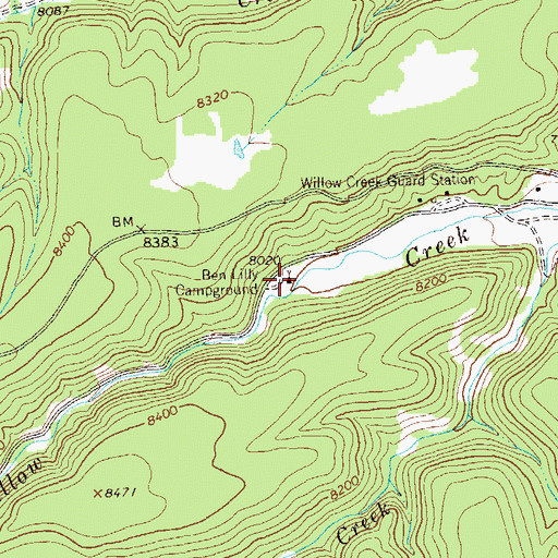Topographic Map of Ben Lilly Campground, NM
