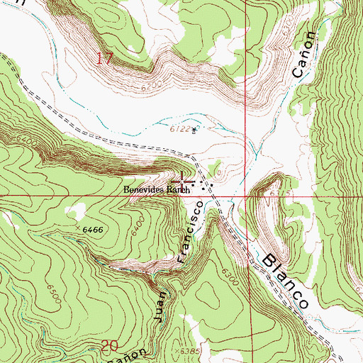 Topographic Map of Benevides Ranch, NM