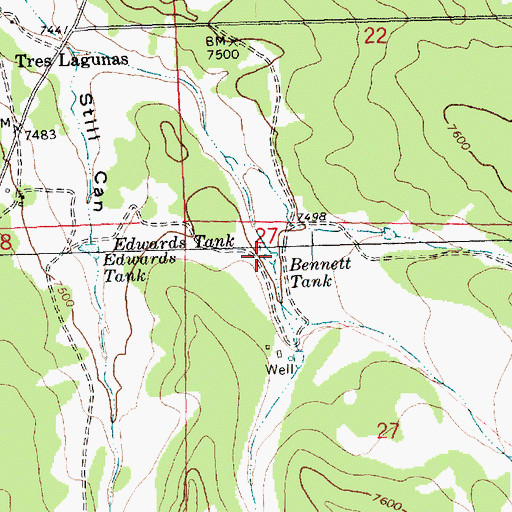 Topographic Map of Bennett Tank, NM