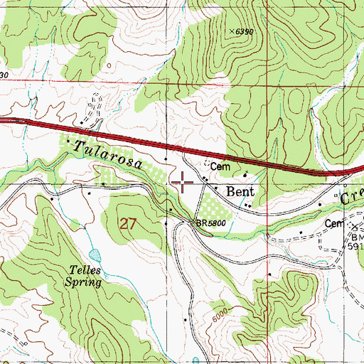 Topographic Map of Bent, NM