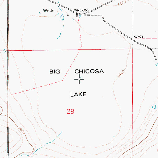 Topographic Map of Big Chicosa Lake, NM