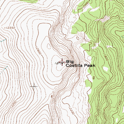 Topographic Map of Big Costilla Peak, NM
