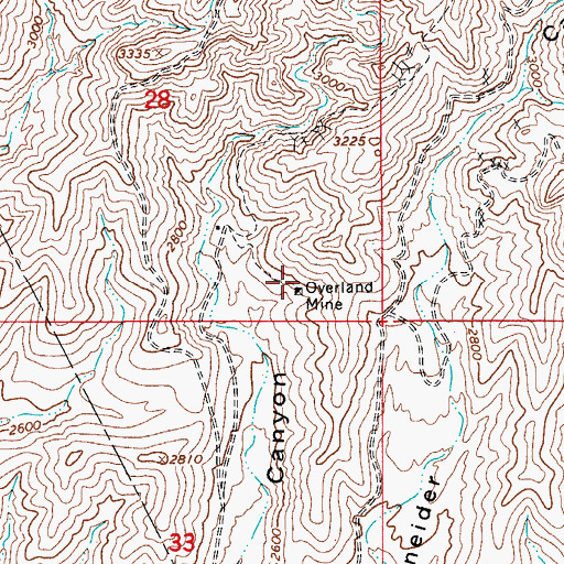 Topographic Map of Overland Mine, AZ