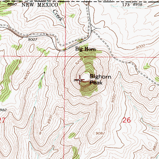 Topographic Map of Bighorn Peak, NM