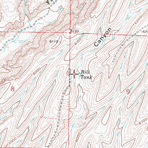 Topographic Map of Bill Tank, NM