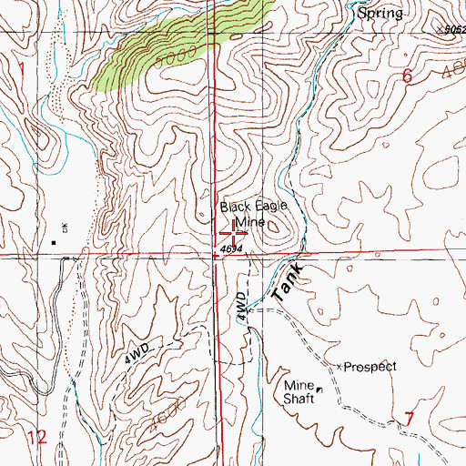 Topographic Map of Black Eagle Mine, NM