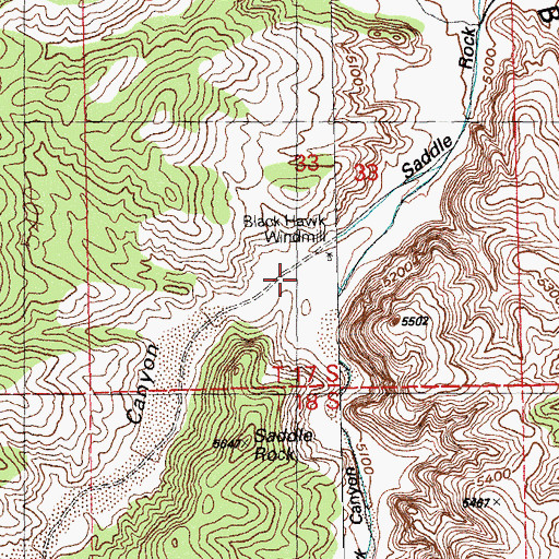 Topographic Map of Black Hawk Canyon, NM