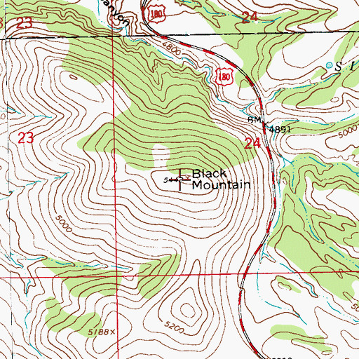 Topographic Map of Black Mountain, NM