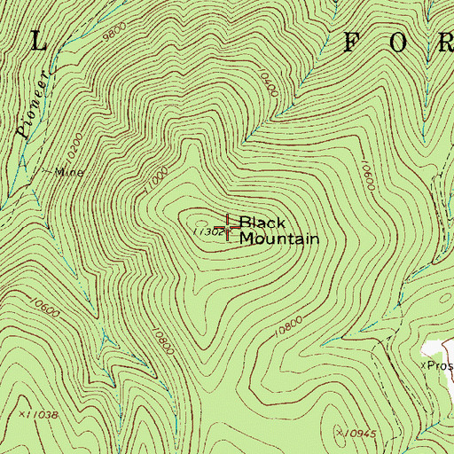 Topographic Map of Black Mountain, NM