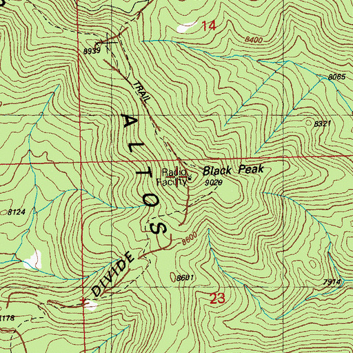 Topographic Map of Black Peak, NM