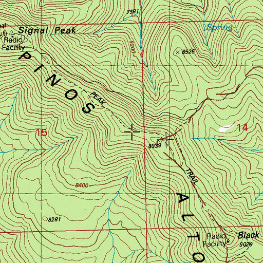 Topographic Map of Black Peak Trail, NM