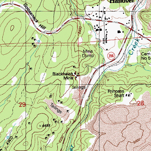 Topographic Map of Blackhawk Mine, NM
