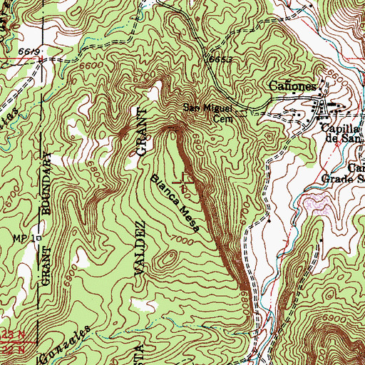 Topographic Map of Blanca Mesa, NM