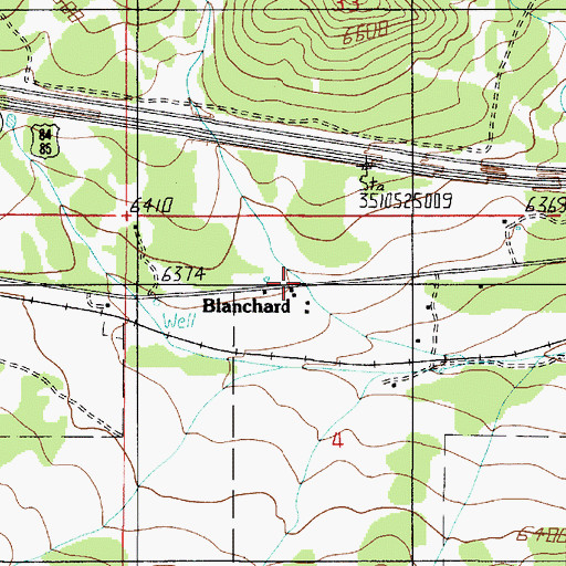 Topographic Map of Blanchard, NM